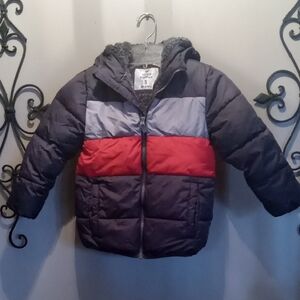 Children's Cozy Puffer Jacket - Red, Gray, and Black